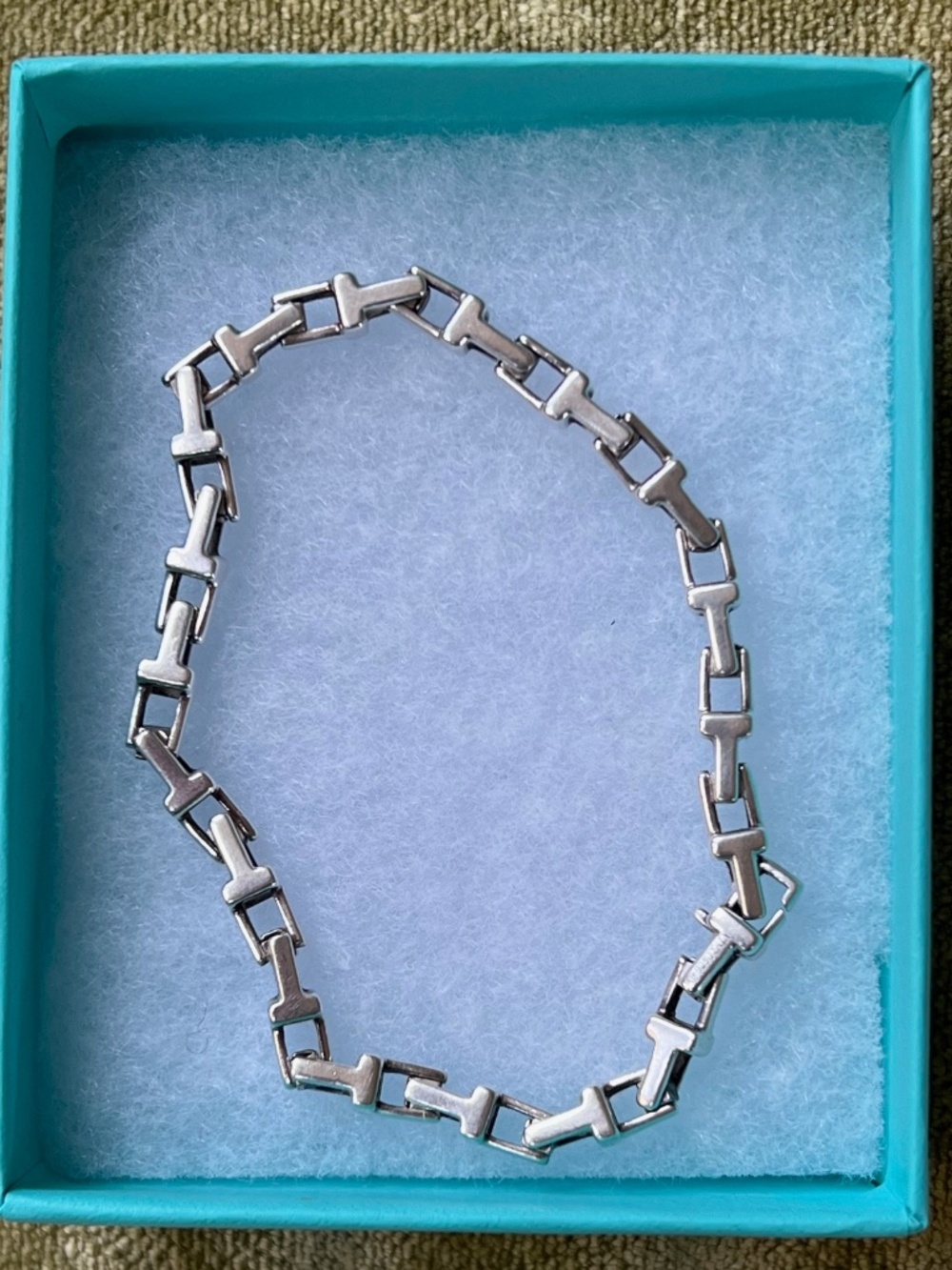 Tiffany & Co. Narrow T Link Chain Bracelet - 7.75” Sterling Silver 925 Gift Box - Picture 2 of 5